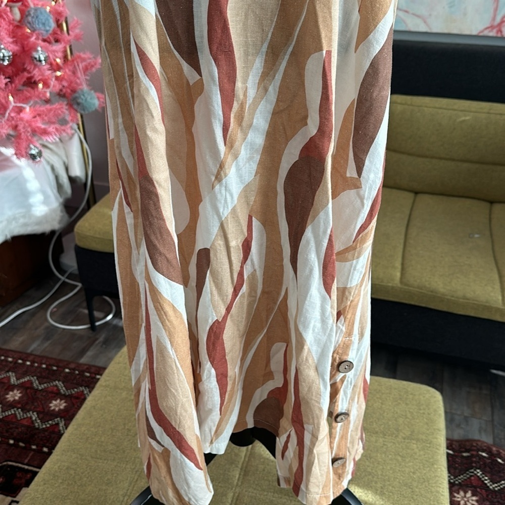 🤎🤎🤎Christina Vergani medium linen dress brown tan maxi - Picture 3 of 9
